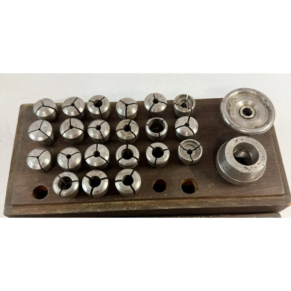 Vintage Lathe Collet Set Of 20 In Wood Box Milling Watch Making Machinist